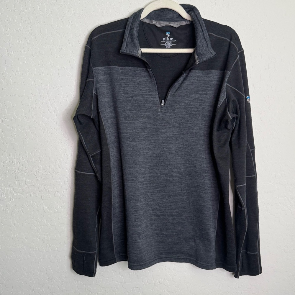KUHL Mens Ryzer 1/4 Pullover Large Black Gorpcore Camping Outdoors Fall Relazed